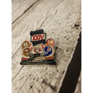 Vintage NFL Super Bowl XXIV Lapel Pin 1990 San Francisco 49ers vs Denver Broncos